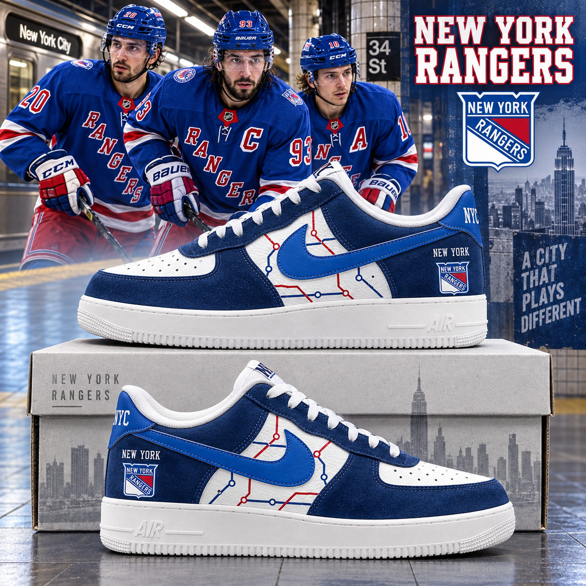 New York Rangers 2026 Limited Edition Air Force One Sneakers