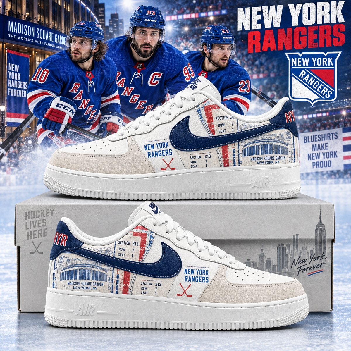 New York Rangers 2026 Limited Edition Air Force One Sneakers