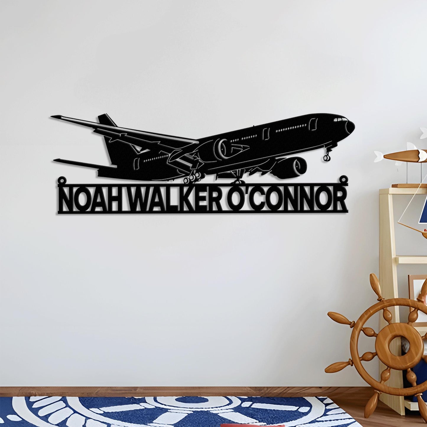 LED Boeing 777 Metal Wall Art – Personalized Airplane Name Sign, Home or Office Decor, Gift for Pilot, Aviation Hobbyist, or Traveler