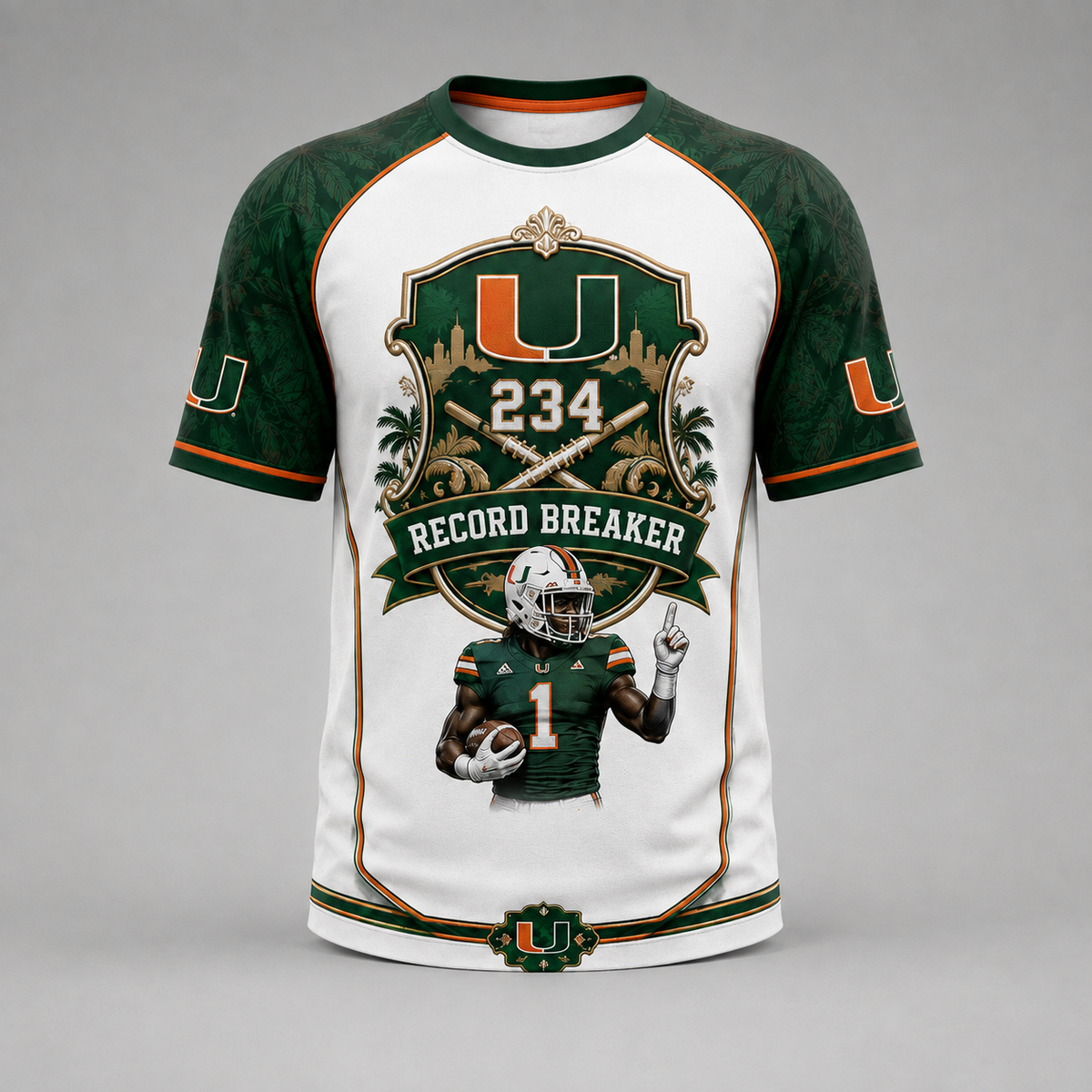 Malachi Toney 234 Yards Record Breaker Miami Hurricanes Crest T-Shirt
