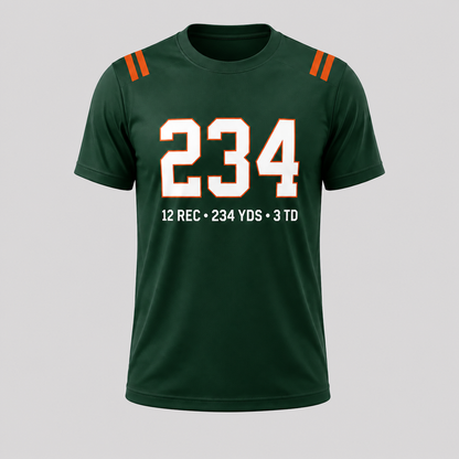 Malachi Toney 12 Rec 234 Yards 3 TD Miami 2026 3D T-Shirt