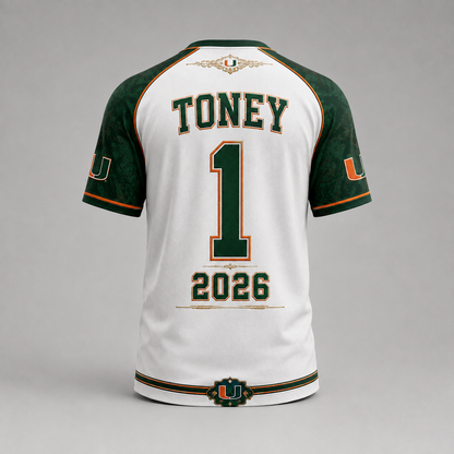 Malachi Toney 234 Yards Record Breaker Miami Hurricanes Crest T-Shirt