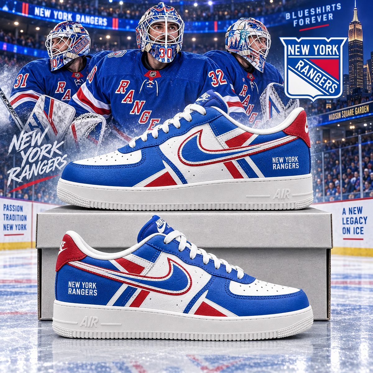 New York Rangers 2026 Limited Edition Air Force One Sneakers