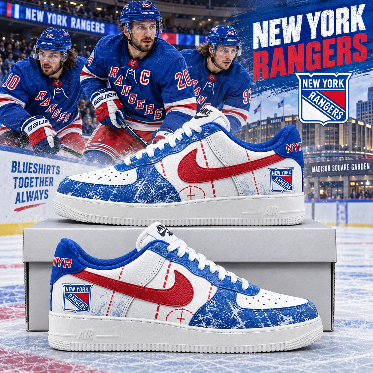 New York Rangers 2026 Limited Edition Air Force One Sneakers