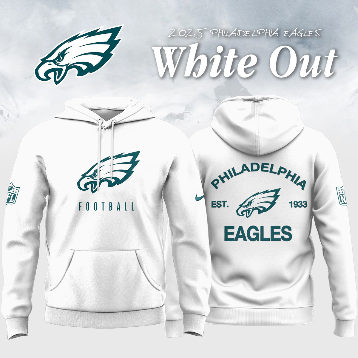 Philadelphia Eagles 2026 White Out Limited Edition Hoodie V2