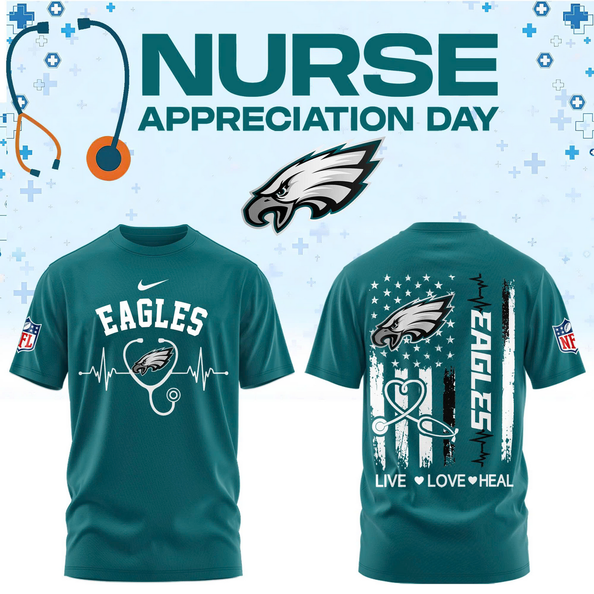 .                                  P Eagles Nurse Appreciation Exclusive Edition Shirt