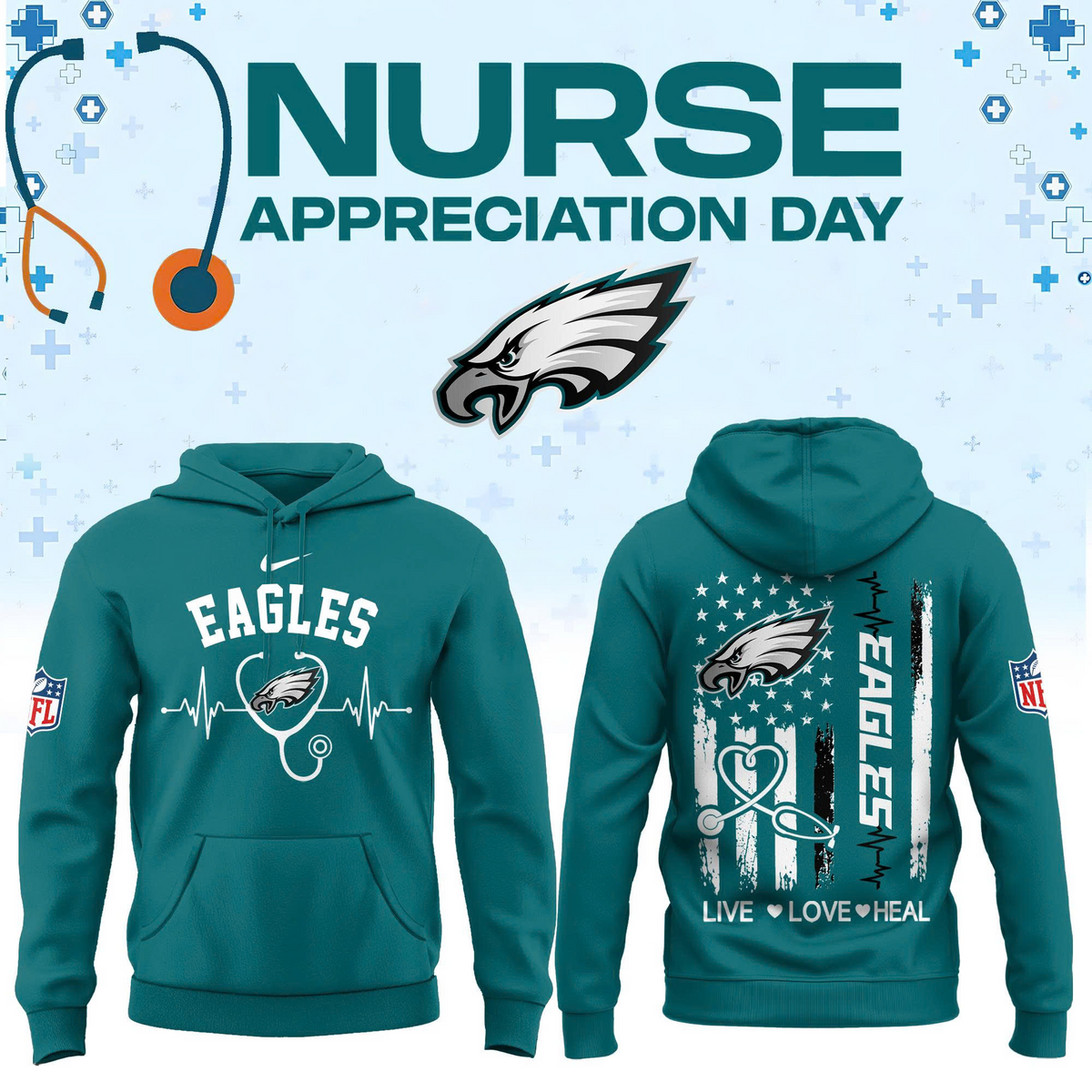 .                                  P Eagles Nurse Appreciation Exclusive Edition Hoodie