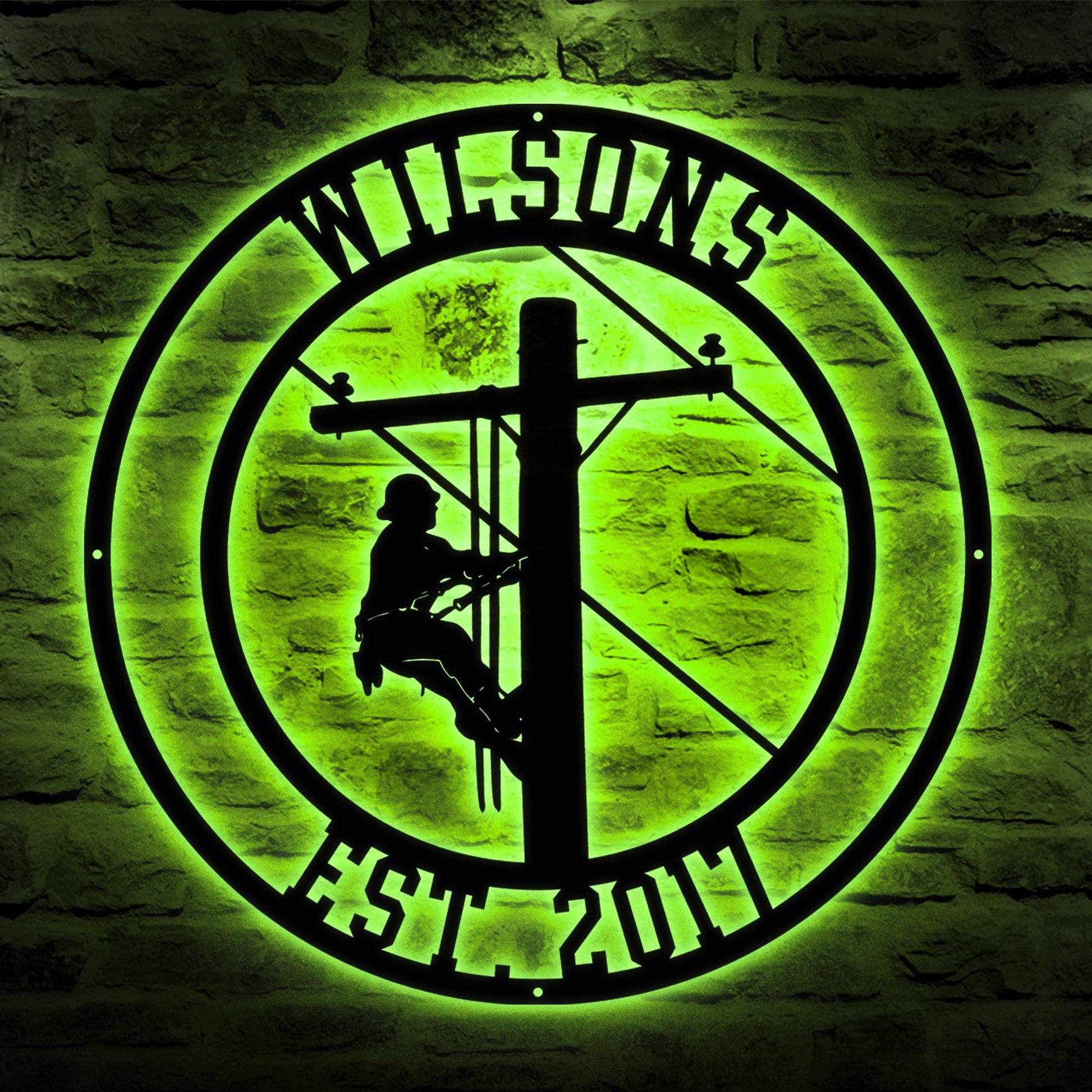 Custom Name Lineman Metal Sign, Personalized Lineman Wall Art With LED Light, Christmas Gift For Dad, Husband, Electrician Home Decor