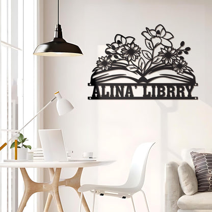 Personalized Library Metal Sign, Custom Books Wall Art Decor, Reading Room Sign, Bookworm Sign, Book Club, Study Room Decor, Bookshelf Sign