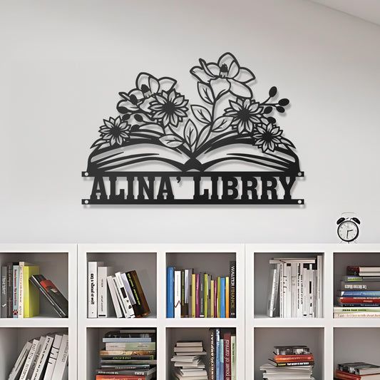 Personalized Library Metal Sign, Custom Books Wall Art Decor, Reading Room Sign, Bookworm Sign, Book Club, Study Room Decor, Bookshelf Sign