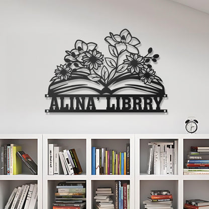 Personalized Library Metal Sign, Custom Books Wall Art Decor, Reading Room Sign, Bookworm Sign, Book Club, Study Room Decor, Bookshelf Sign