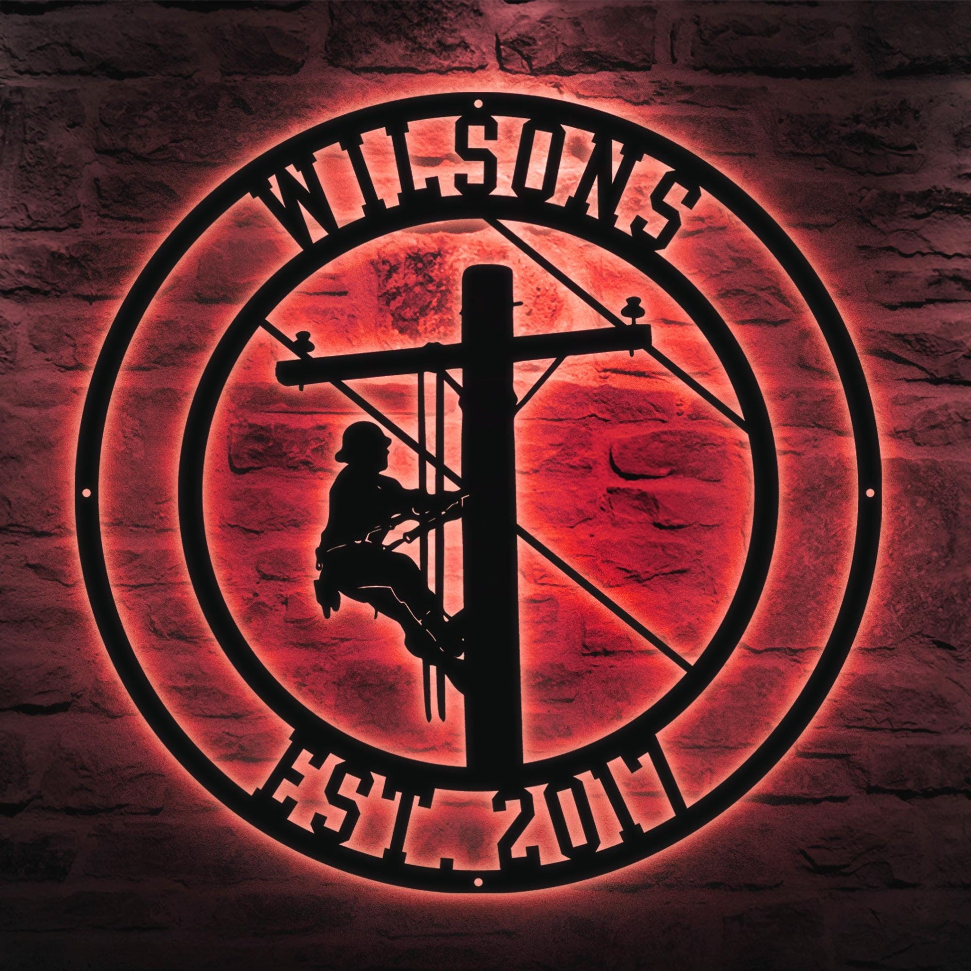 Custom Name Lineman Metal Sign, Personalized Lineman Wall Art With LED Light, Christmas Gift For Dad, Husband, Electrician Home Decor