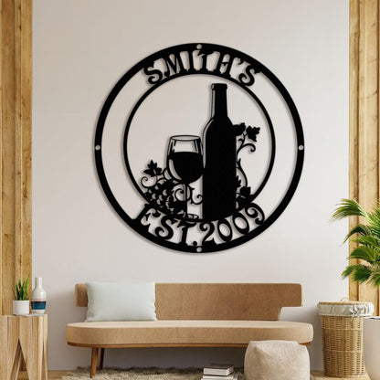 Custom Wine Bar Metal Wall Art Decor, Wine Shop Sign With Led Light, Wine Bar Sign, Bar Cart Art, Gift For Him, Wine & Grapes Metal Sign