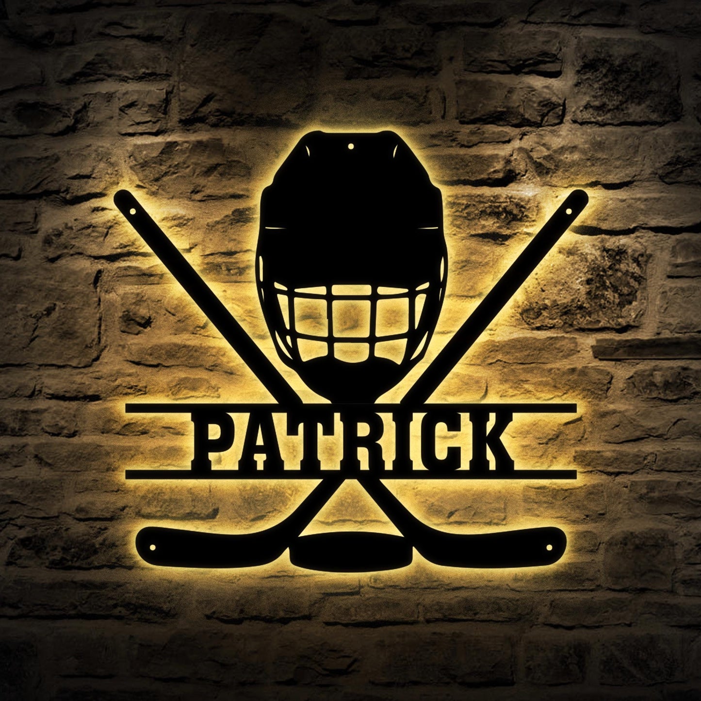 Custom Hockey Metal  Sign With LED, Personalized Name & Number Wall Art LED Light, Hockey Gifts For Boys Bedroom, Gift For Man, Sport Sign