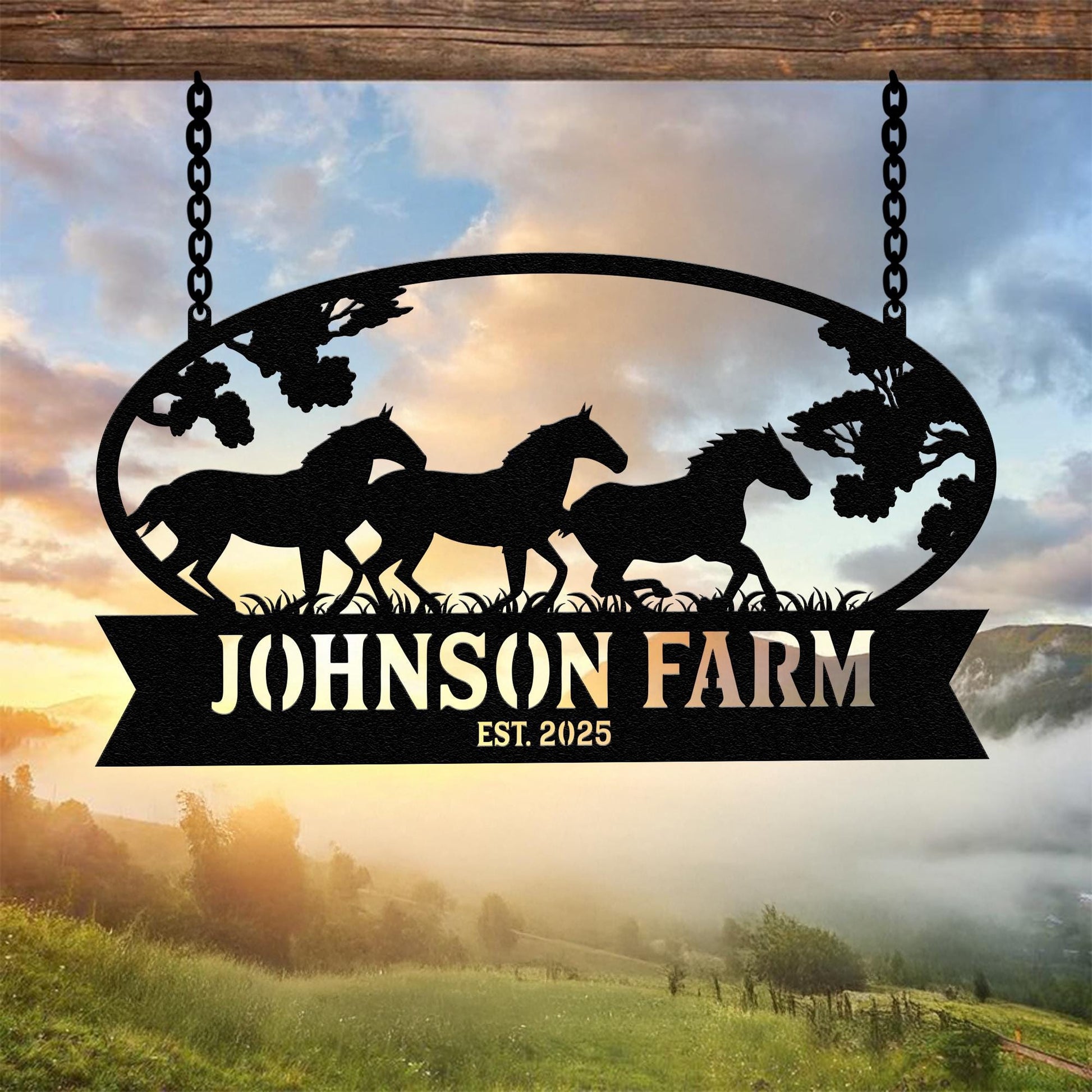 Personalized Horse Metal Sign, Custom Ranch Sign, Horse Lovers Gift, Farm Entrance Sign, Metal Wall Art, Custom Farm Name Sign, Horse Decor