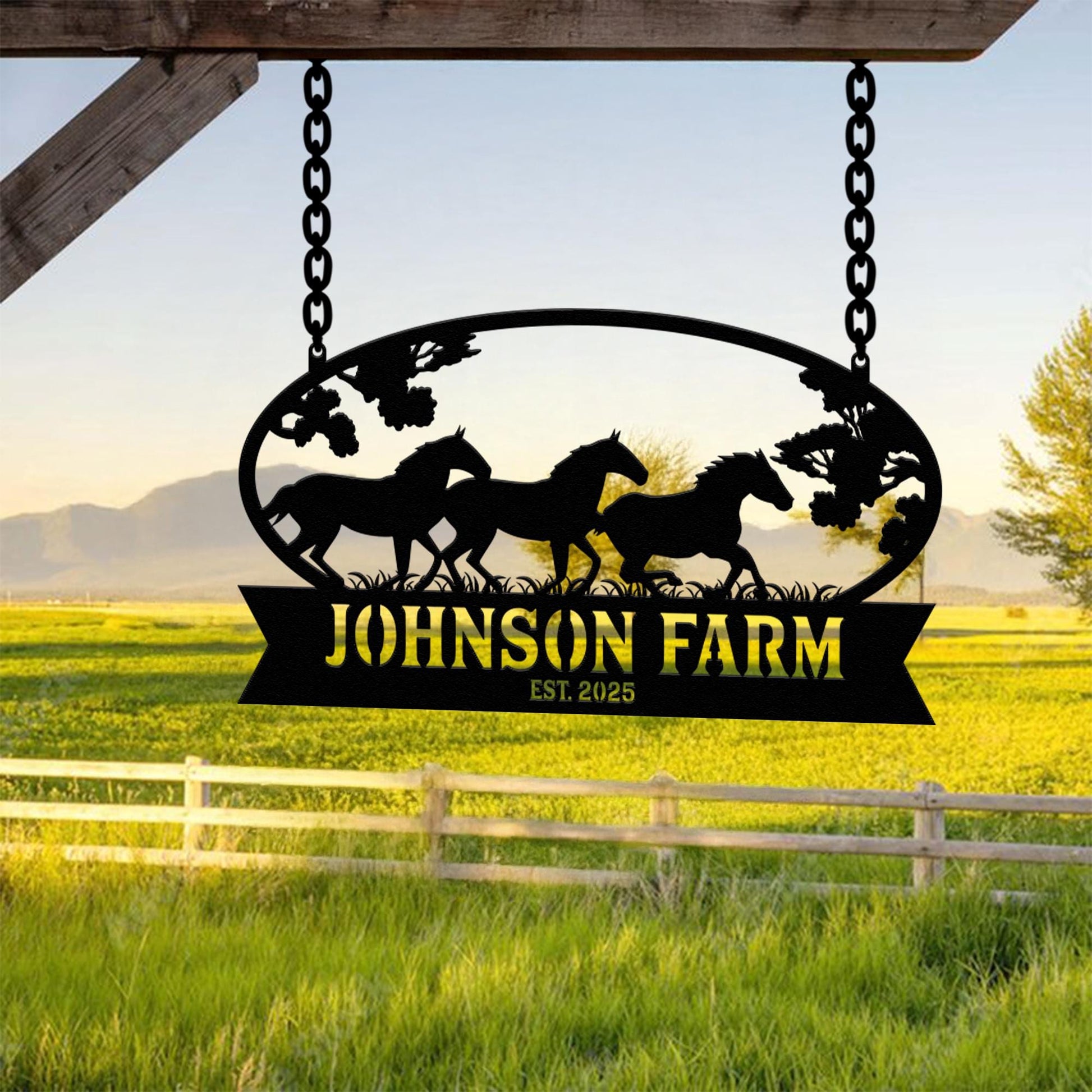 Personalized Horse Metal Sign, Custom Ranch Sign, Horse Lovers Gift, Farm Entrance Sign, Metal Wall Art, Custom Farm Name Sign, Horse Decor