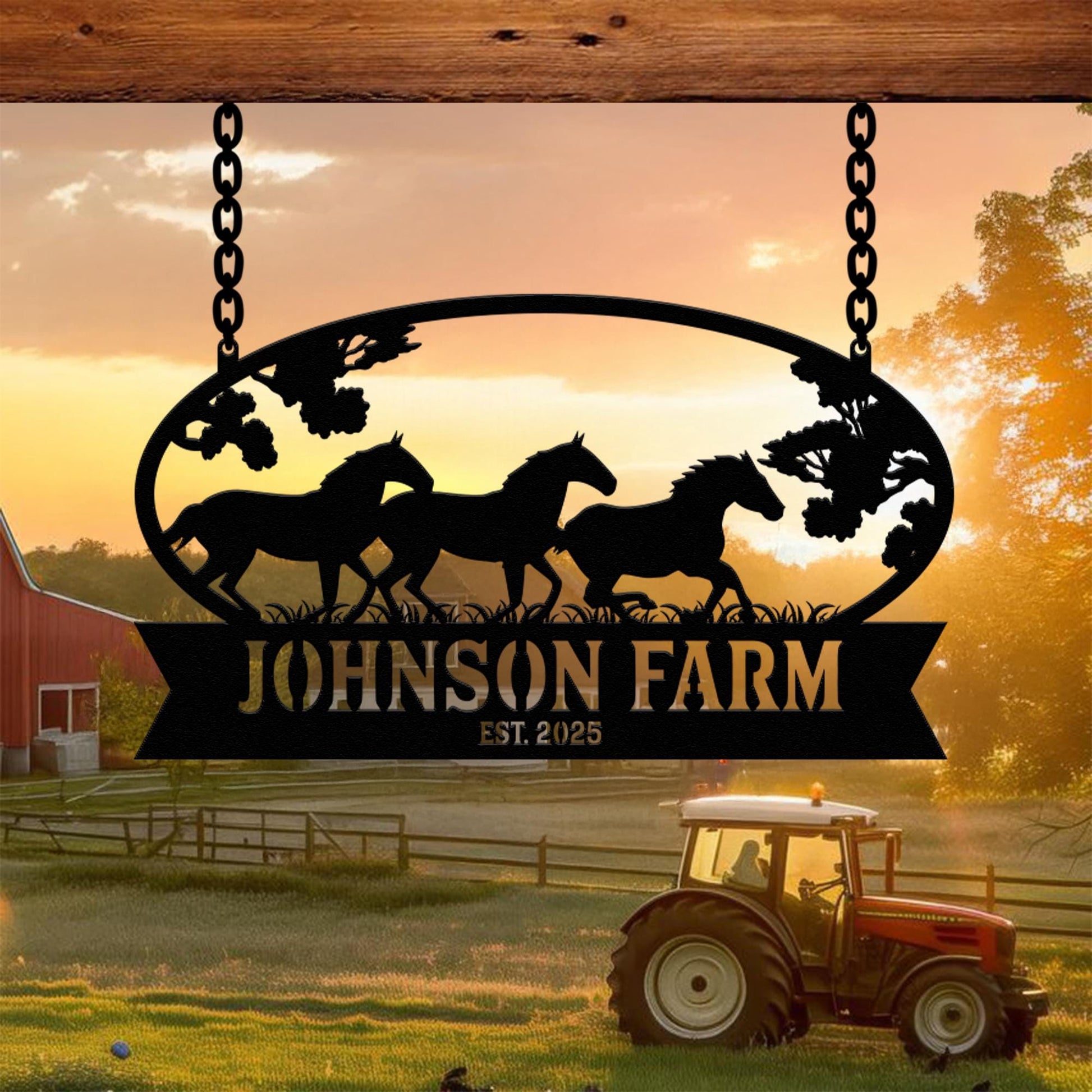 Personalized Horse Metal Sign, Custom Ranch Sign, Horse Lovers Gift, Farm Entrance Sign, Metal Wall Art, Custom Farm Name Sign, Horse Decor