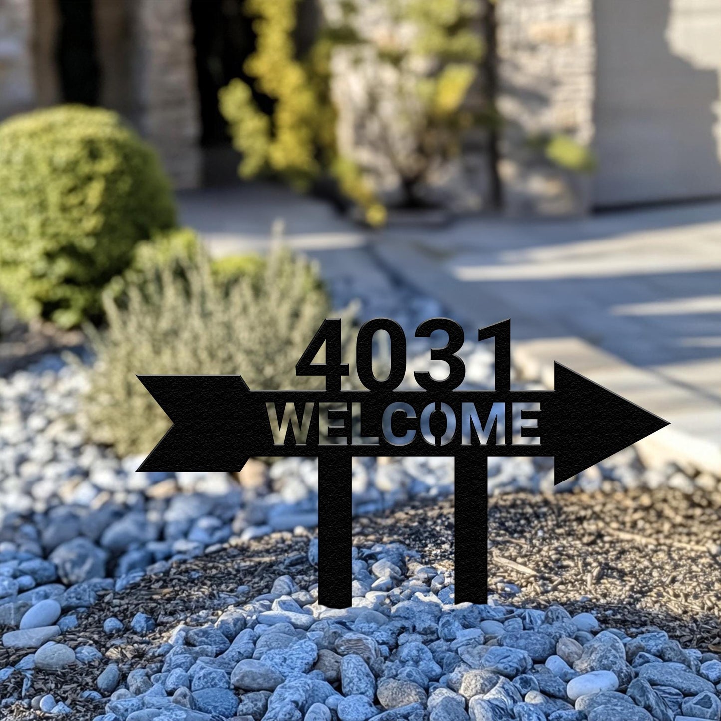 Personalized Address Arrow Metal Yard Sign, Custom Arrow House Number Garden Decor, Street Name Sign, Housewarming Gift, Yard Decor