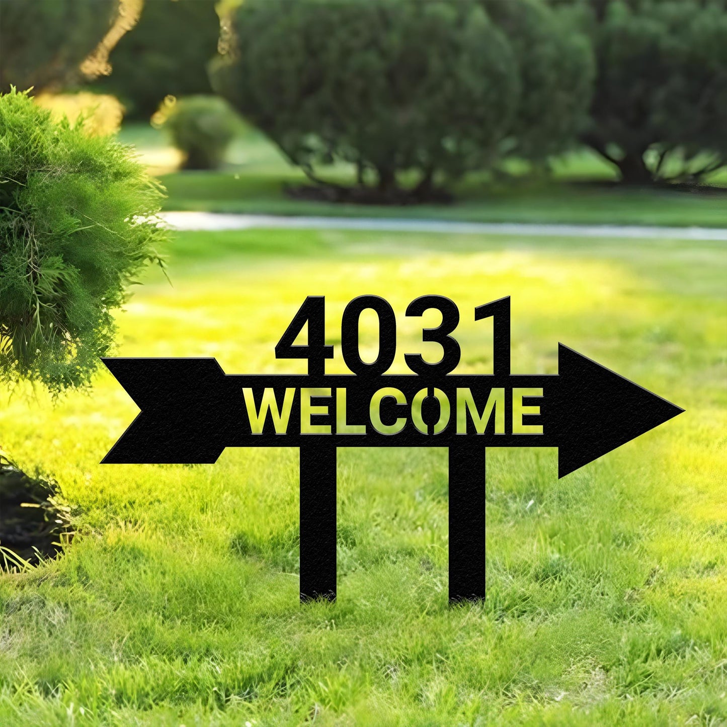 Personalized Address Arrow Metal Yard Sign, Custom Arrow House Number Garden Decor, Street Name Sign, Housewarming Gift, Yard Decor