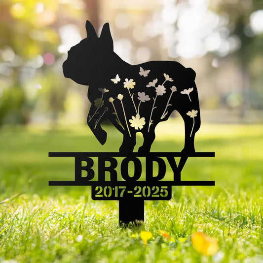 Custom Bulldog Memorial Stake Metal Sign, Bulldog Lover, Pet Loss Gift, Sympathy Sign, Pet Grave Markers Sign, Remembrance Stake, Dog Sign