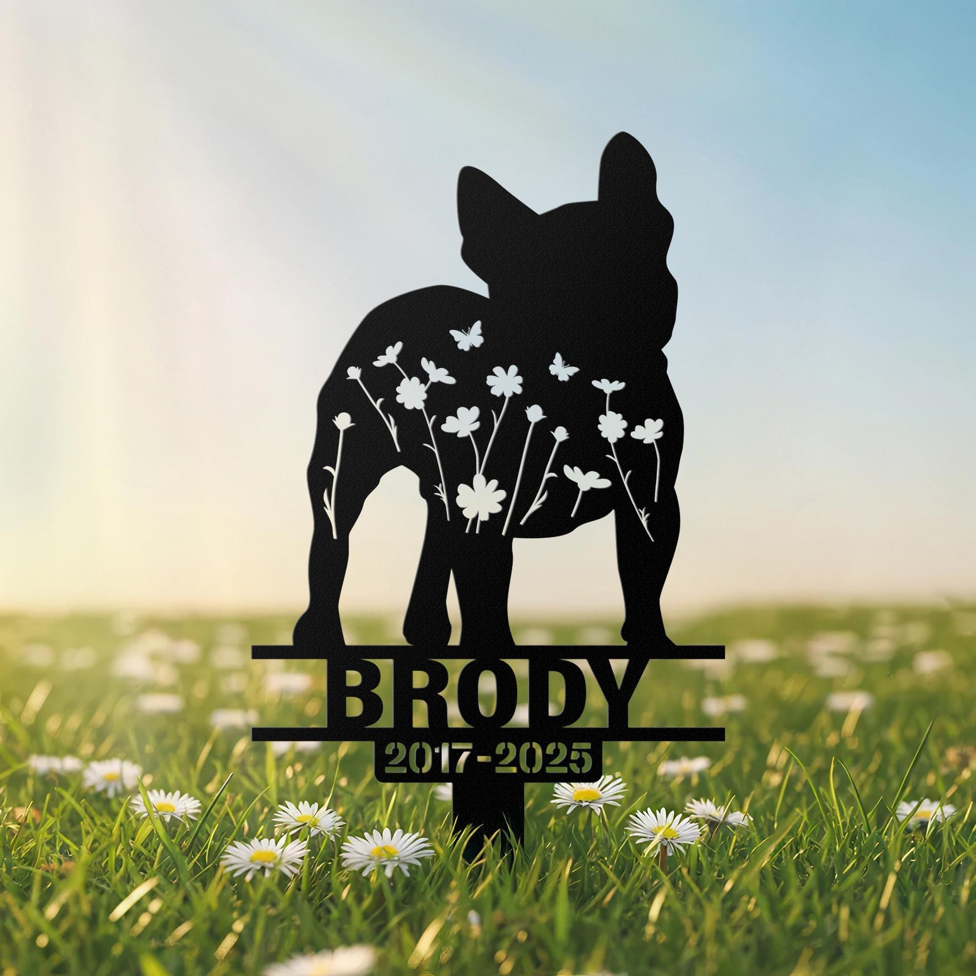 Custom Bulldog Memorial Stake Metal Sign, Bulldog Lover, Pet Loss Gift, Sympathy Sign, Pet Grave Markers Sign, Remembrance Stake, Dog Sign