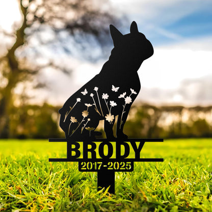 Custom Bulldog Memorial Stake Metal Sign, Bulldog Lover, Pet Loss Gift, Sympathy Sign, Pet Grave Markers Sign, Remembrance Stake, Dog Sign