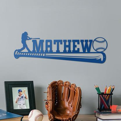 Baseball Player Metal Wall Art, Custom Name Sign, Personalized Sports Room, Game Room Decor, Gift for Athlete, Fan, or Baseball Coach