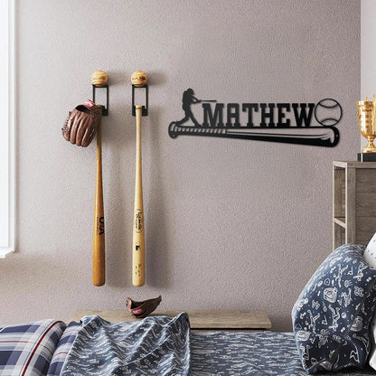 Baseball Player Metal Wall Art, Custom Name Sign, Personalized Sports Room, Game Room Decor, Gift for Athlete, Fan, or Baseball Coach