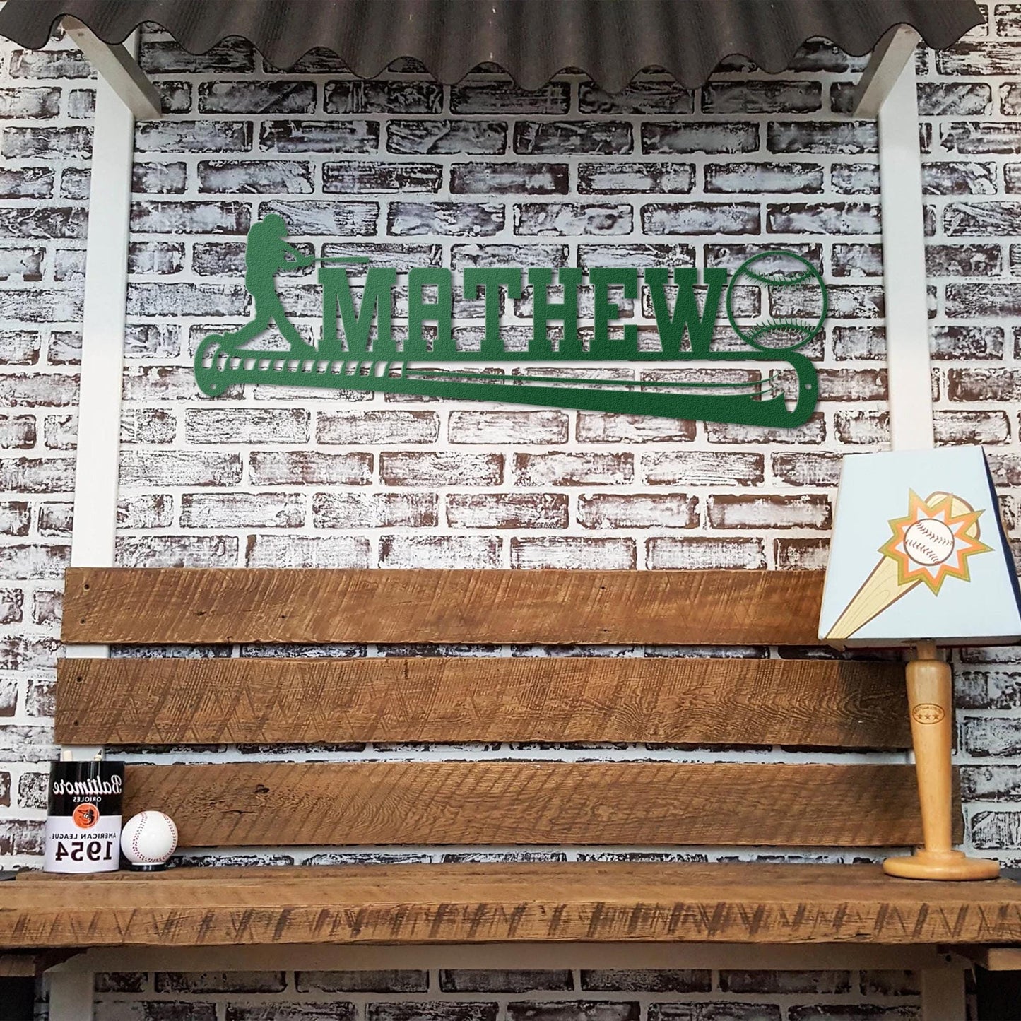 Baseball Player Metal Wall Art, Custom Name Sign, Personalized Sports Room, Game Room Decor, Gift for Athlete, Fan, or Baseball Coach