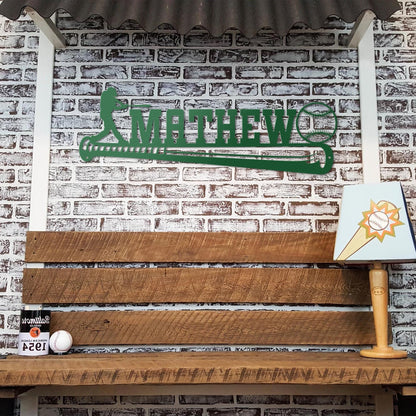 Baseball Player Metal Wall Art, Custom Name Sign, Personalized Sports Room, Game Room Decor, Gift for Athlete, Fan, or Baseball Coach