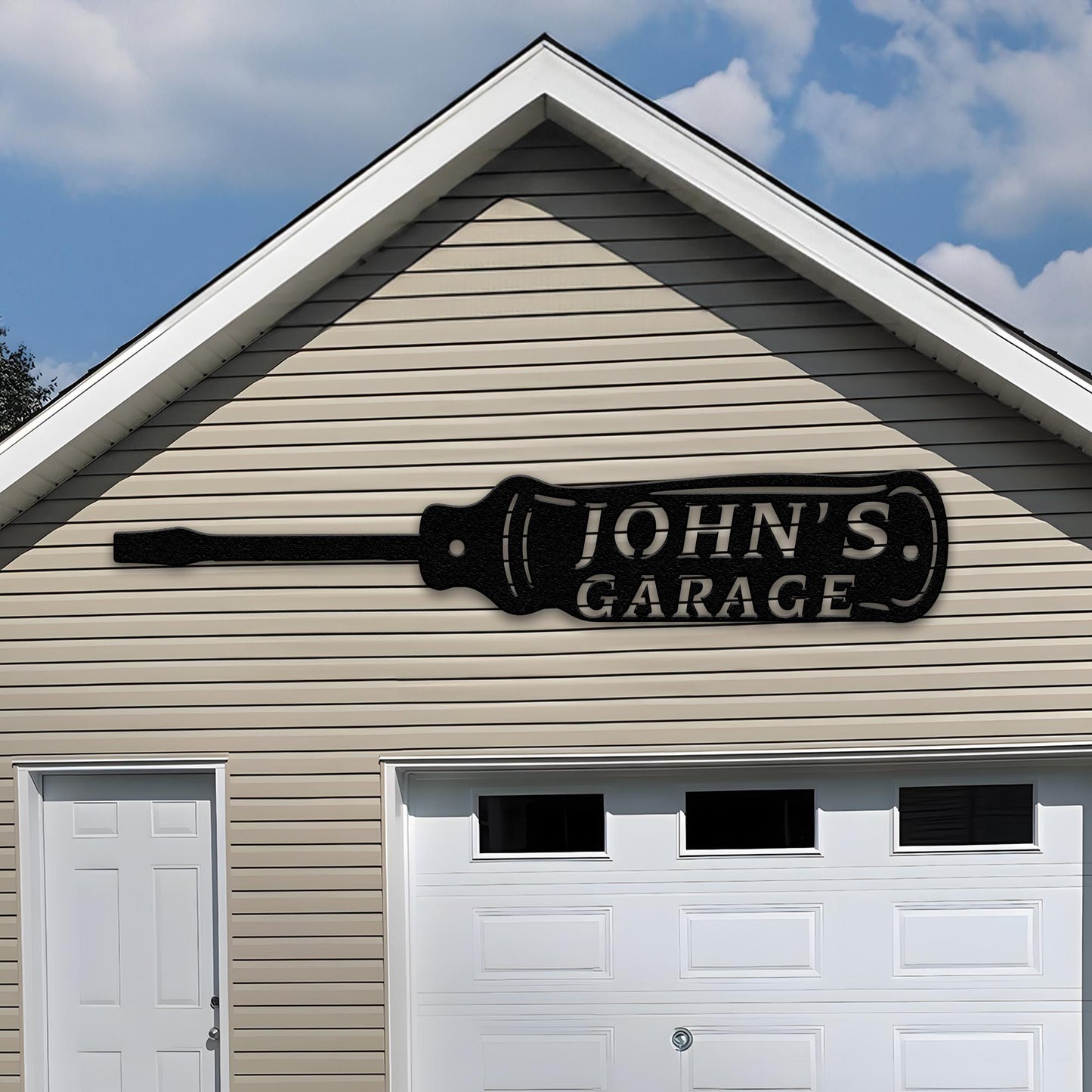 Rustic Garage Metal Sign – Personalized Screwdriver Wall Art, Custom Workshop Decor, Gift for Mechanic, Car Enthusiast, or Handyman