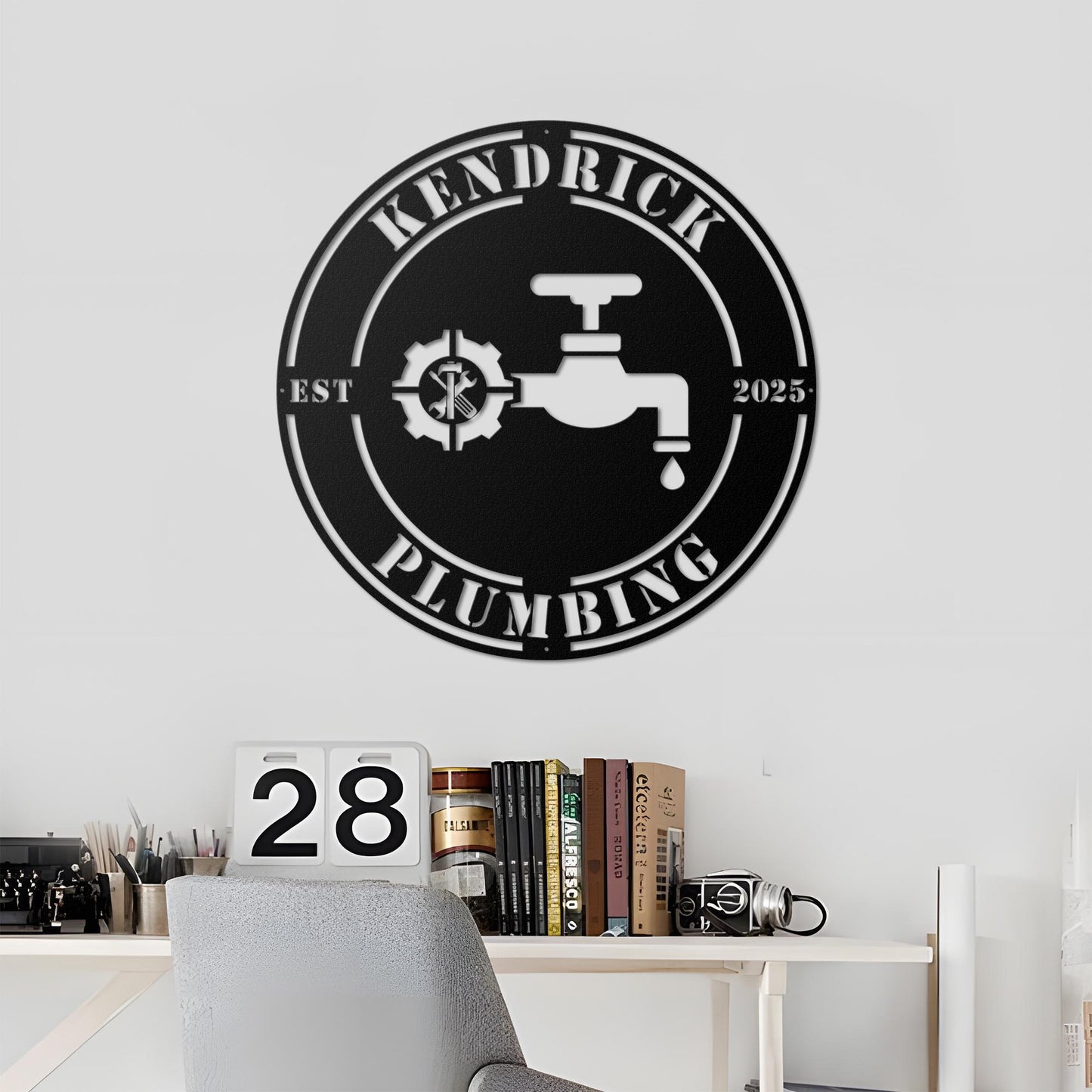 Custom Plumbing Metal Sign – Personalized Business Logo Wall Art, Plumber Office Decor, Gift for Handyman or Plumbing Company Owners