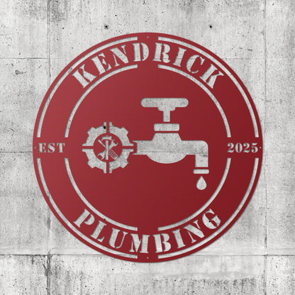 Custom Plumbing Metal Sign – Personalized Business Logo Wall Art, Plumber Office Decor, Gift for Handyman or Plumbing Company Owners