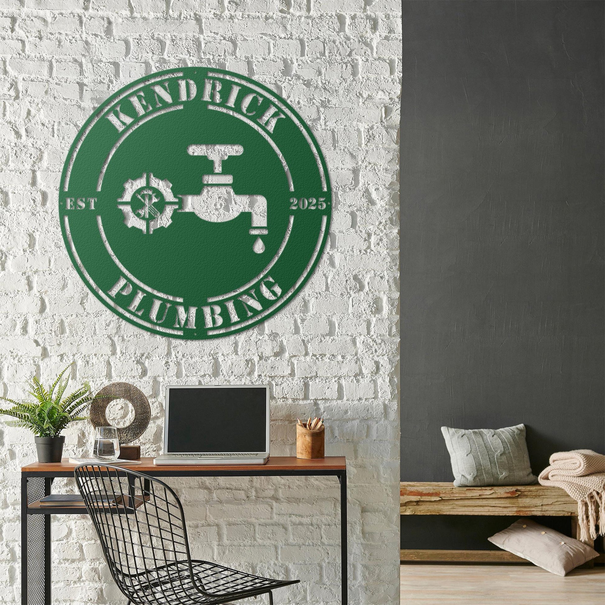 Custom Plumbing Metal Sign – Personalized Business Logo Wall Art, Plumber Office Decor, Gift for Handyman or Plumbing Company Owners