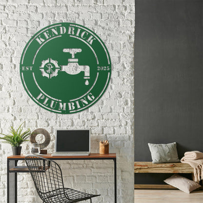 Custom Plumbing Metal Sign – Personalized Business Logo Wall Art, Plumber Office Decor, Gift for Handyman or Plumbing Company Owners