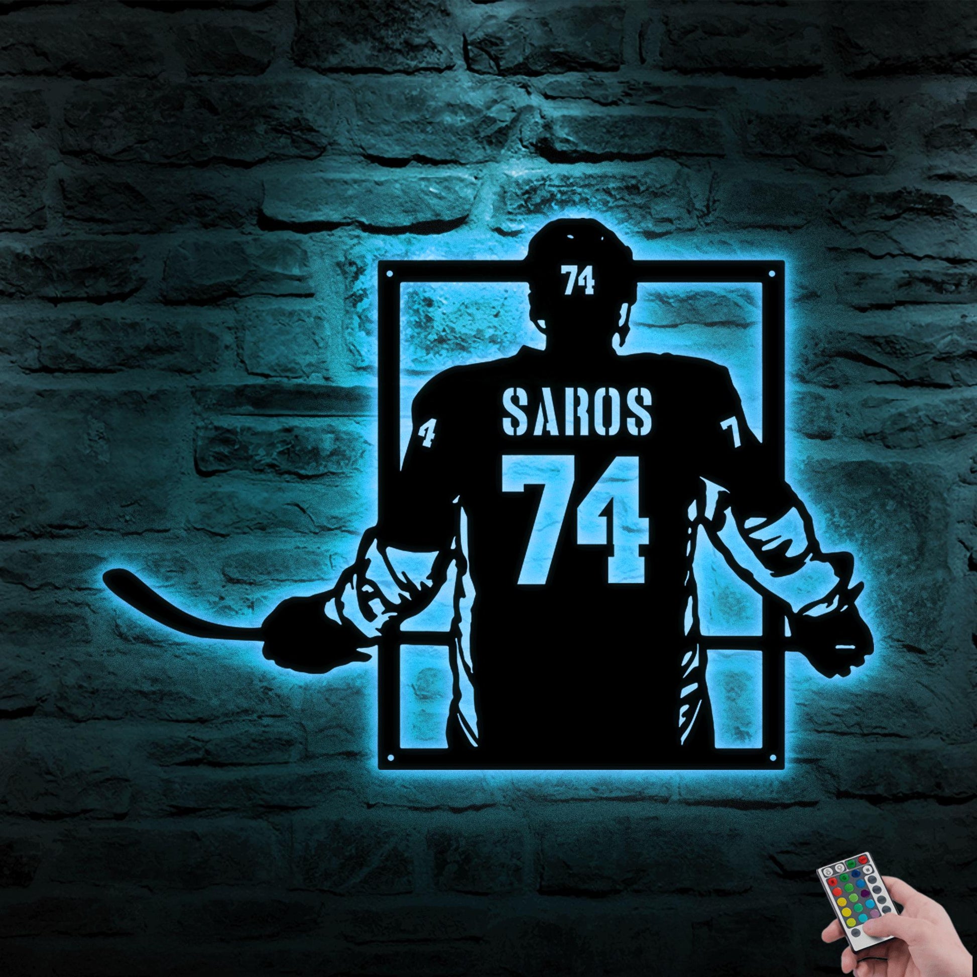 Personalized Hockey Metal Sign with LED Light – Custom Hockey Wall Art for Room, Game Room, or Man Cave, Gift for Hockey Fan
