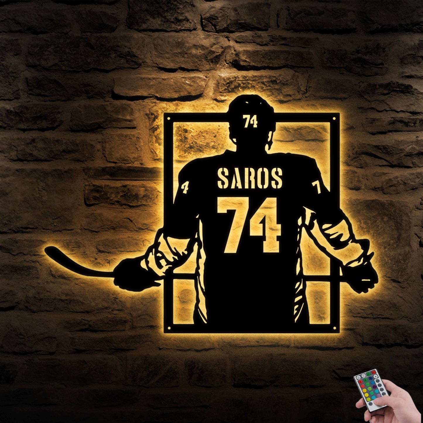 Personalized Hockey Metal Sign with LED Light – Custom Hockey Wall Art for Room, Game Room, or Man Cave, Gift for Hockey Fan