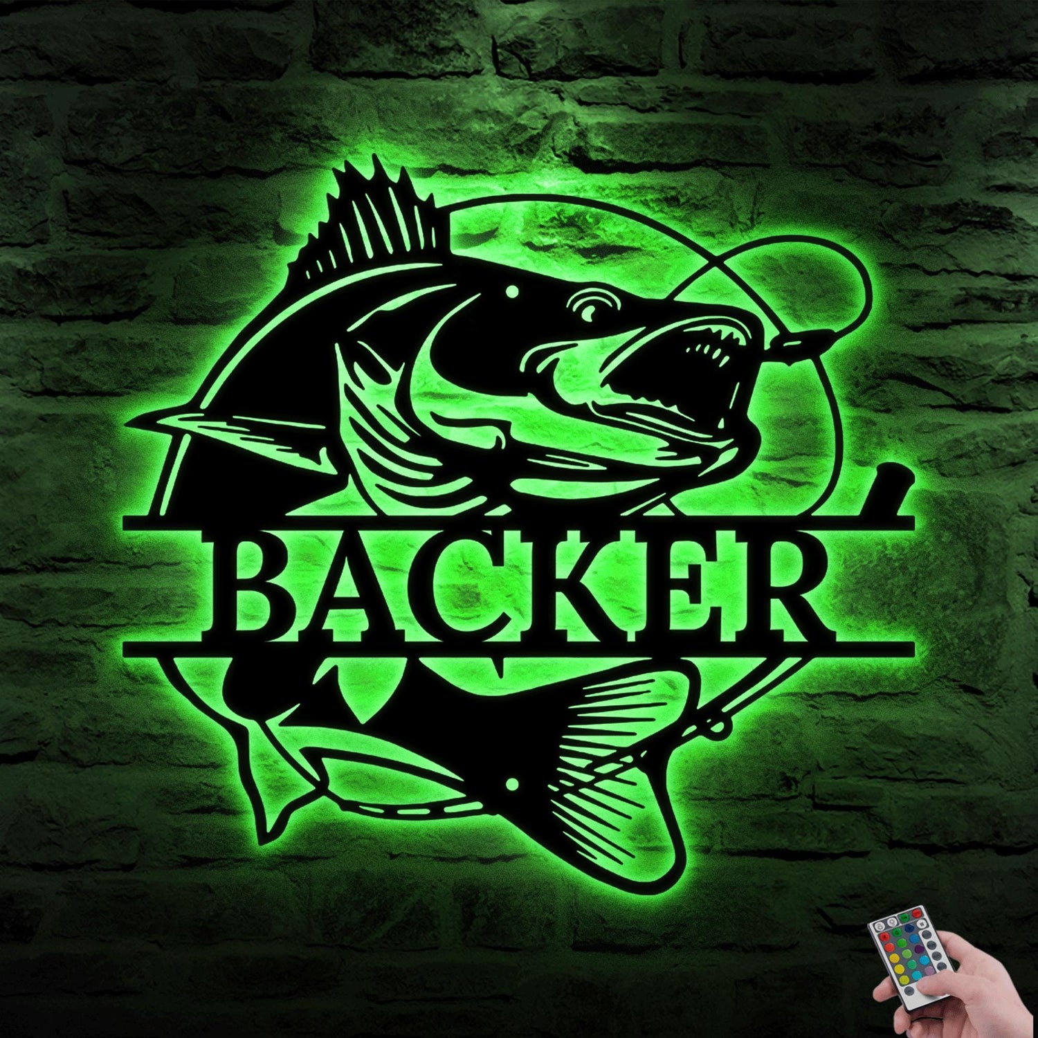 Personalized Walleye Fish Metal Sign with LED Light – Custom Wall Decor, Perfect Fishing Lover Gift, Anniversary or Cabin Present