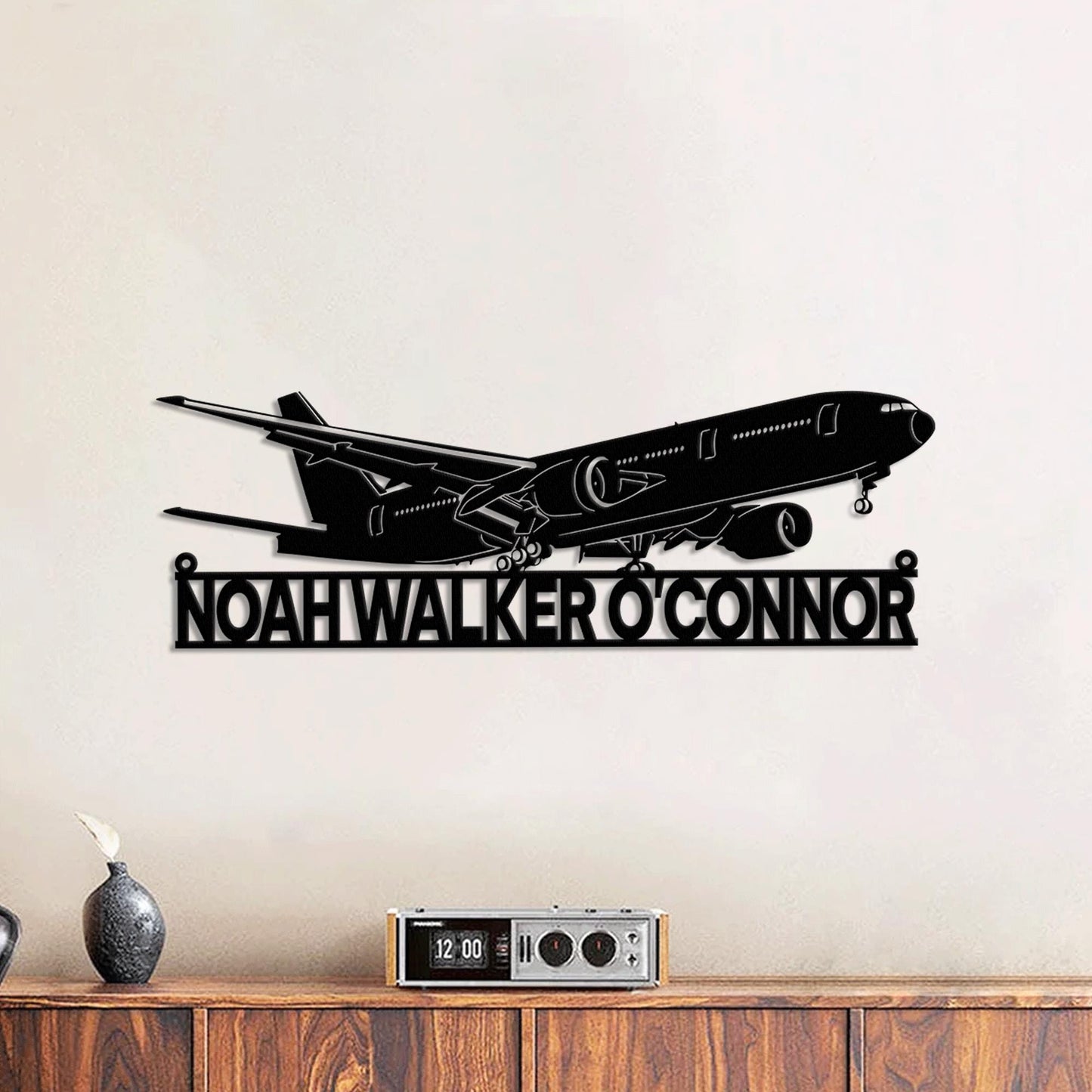 LED Boeing 777 Metal Wall Art – Personalized Airplane Name Sign, Home or Office Decor, Gift for Pilot, Aviation Hobbyist, or Traveler