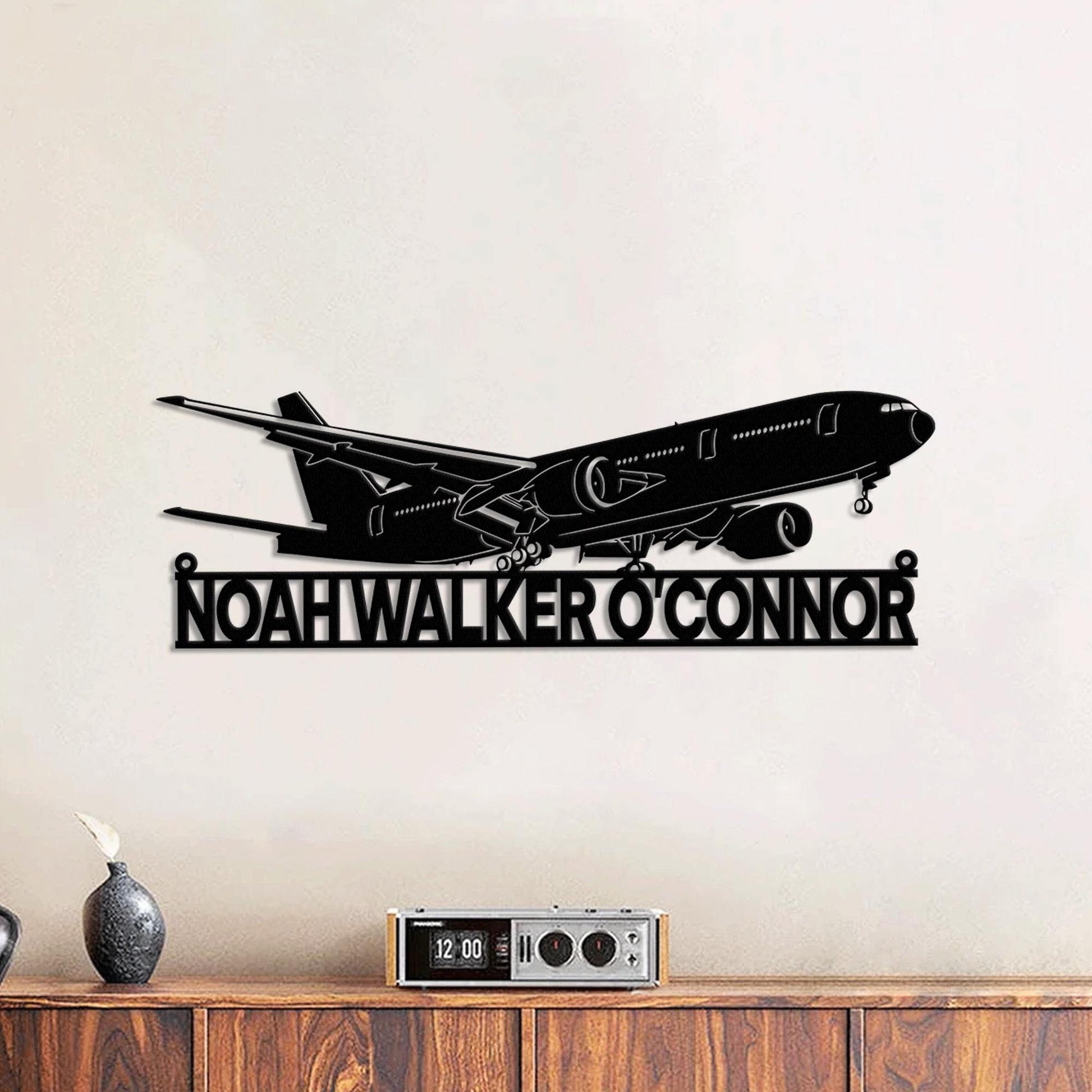 LED Boeing 777 Metal Wall Art – Personalized Airplane Name Sign, Home or Office Decor, Gift for Pilot, Aviation Hobbyist, or Traveler