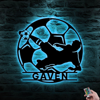 Personalized Soccer LED Metal Sign – Custom Football Wall Art, Soccer Name Sign for Room, Game Room, or Man Cave, Gift for Him