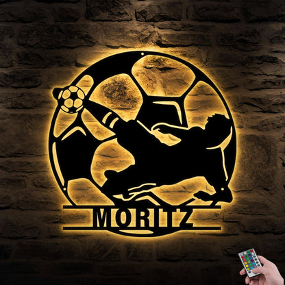 Personalized Soccer LED Metal Sign – Custom Football Wall Art, Soccer Name Sign for Room, Game Room, or Man Cave, Gift for Him