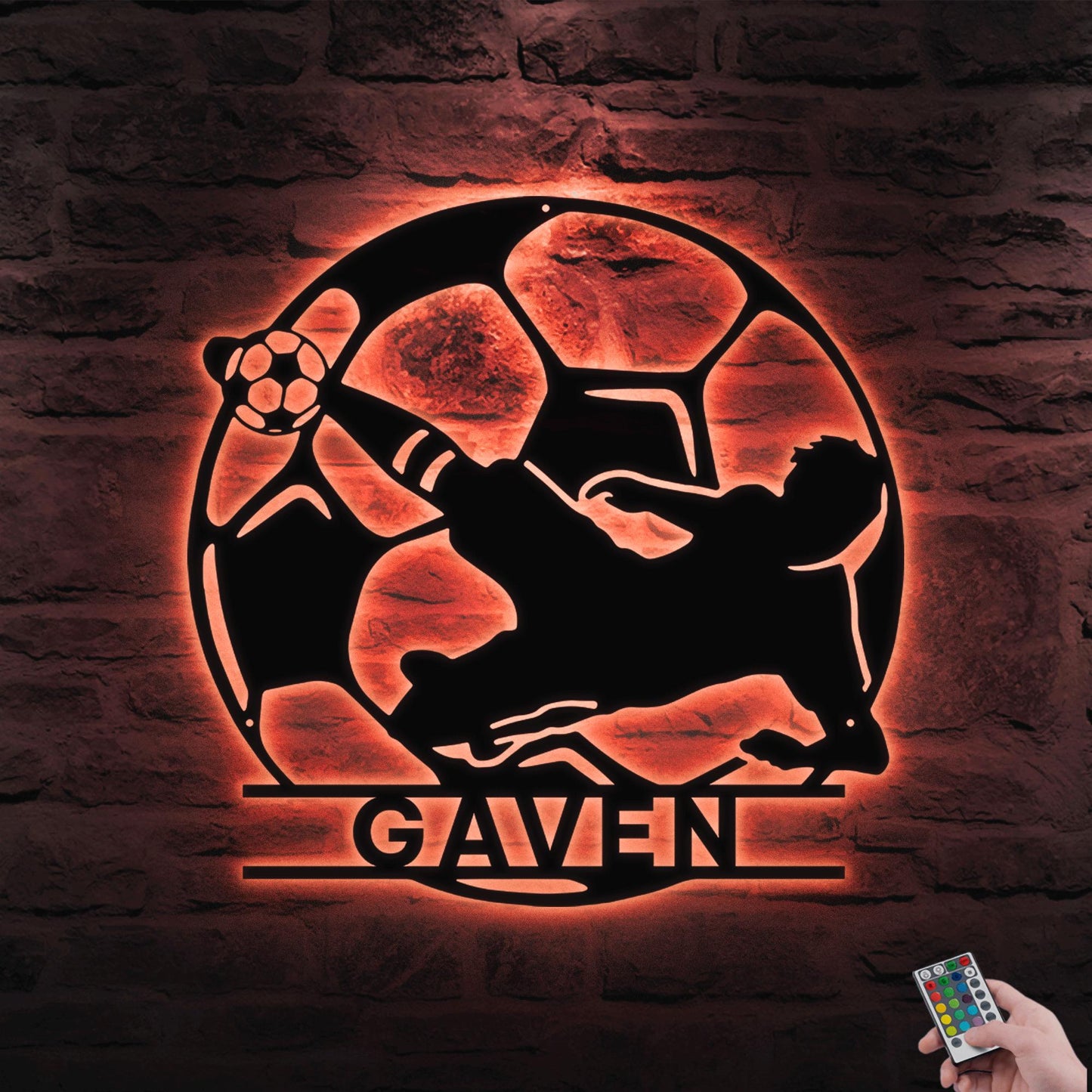 Personalized Soccer LED Metal Sign – Custom Football Wall Art, Soccer Name Sign for Room, Game Room, or Man Cave, Gift for Him