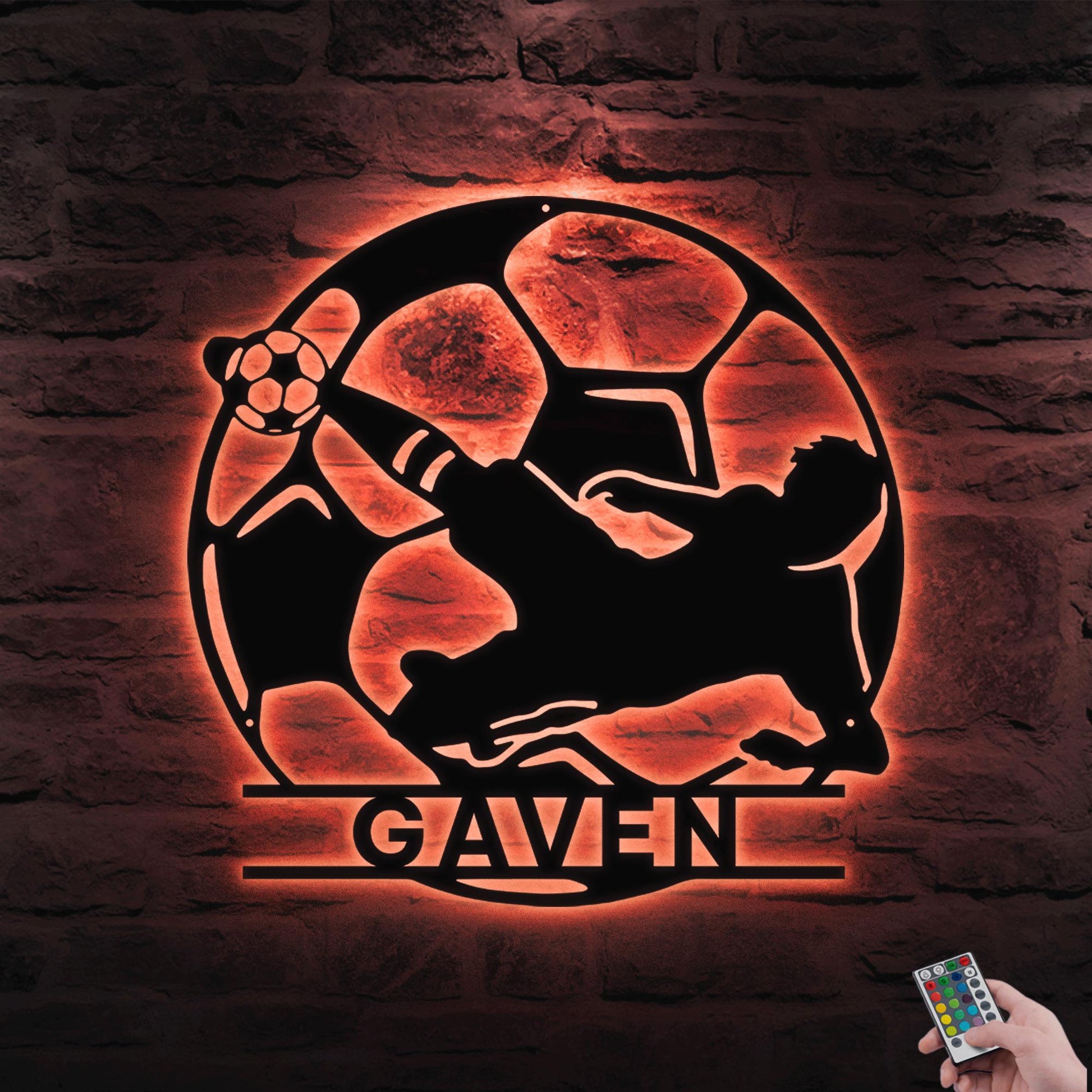 Personalized Soccer LED Metal Sign – Custom Football Wall Art, Soccer Name Sign for Room, Game Room, or Man Cave, Gift for Him