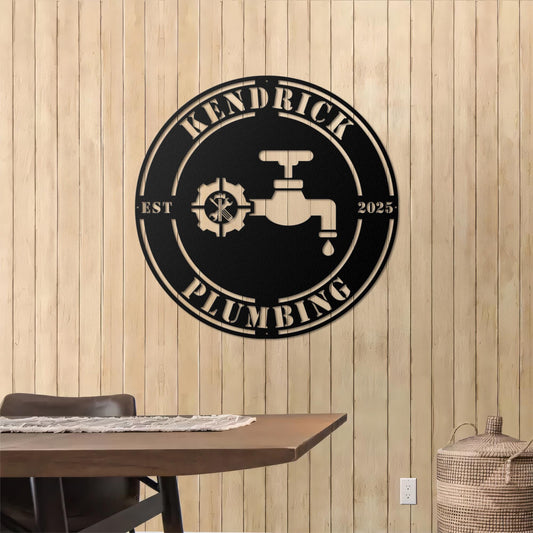 Custom Plumbing Metal Sign – Personalized Business Logo Wall Art, Plumber Office Decor, Gift for Handyman or Plumbing Company Owners