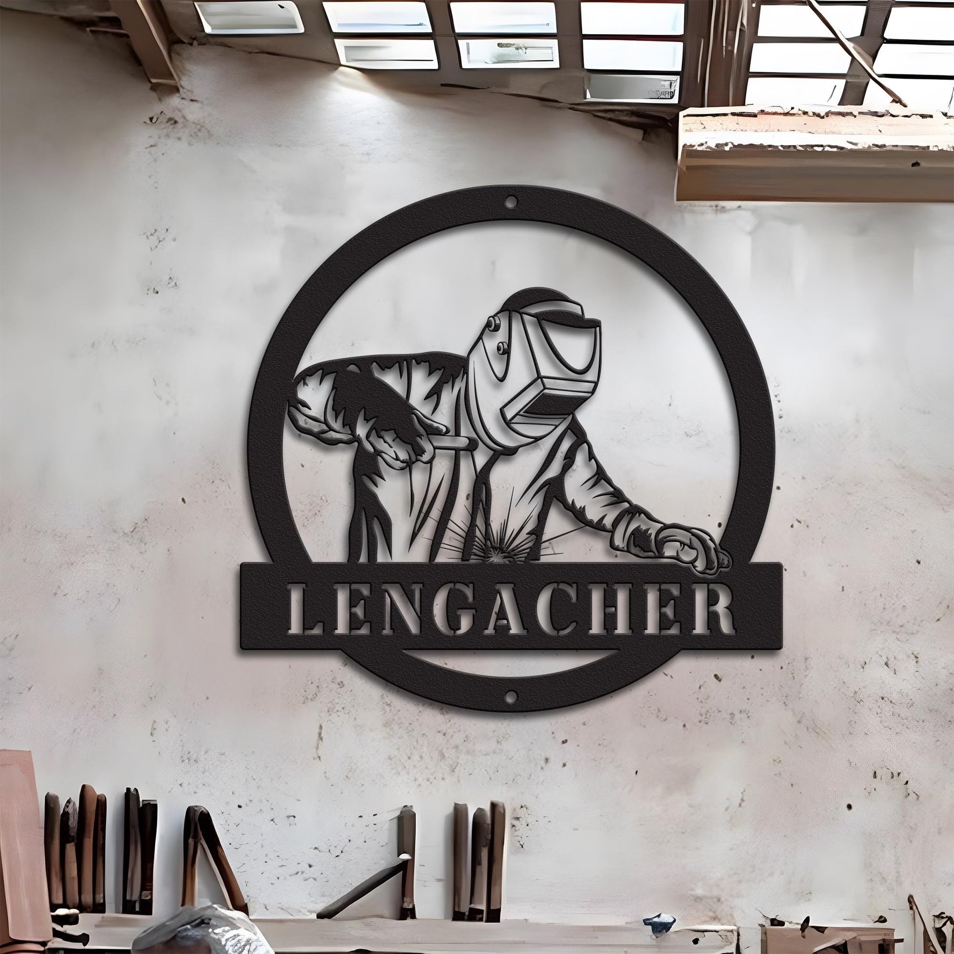 Construction Welder Metal Sign, Welding Name Sign,Gift for Welder, Personalize Sign, Work Shop Decor, Personalized Gift For Dad Father's Day