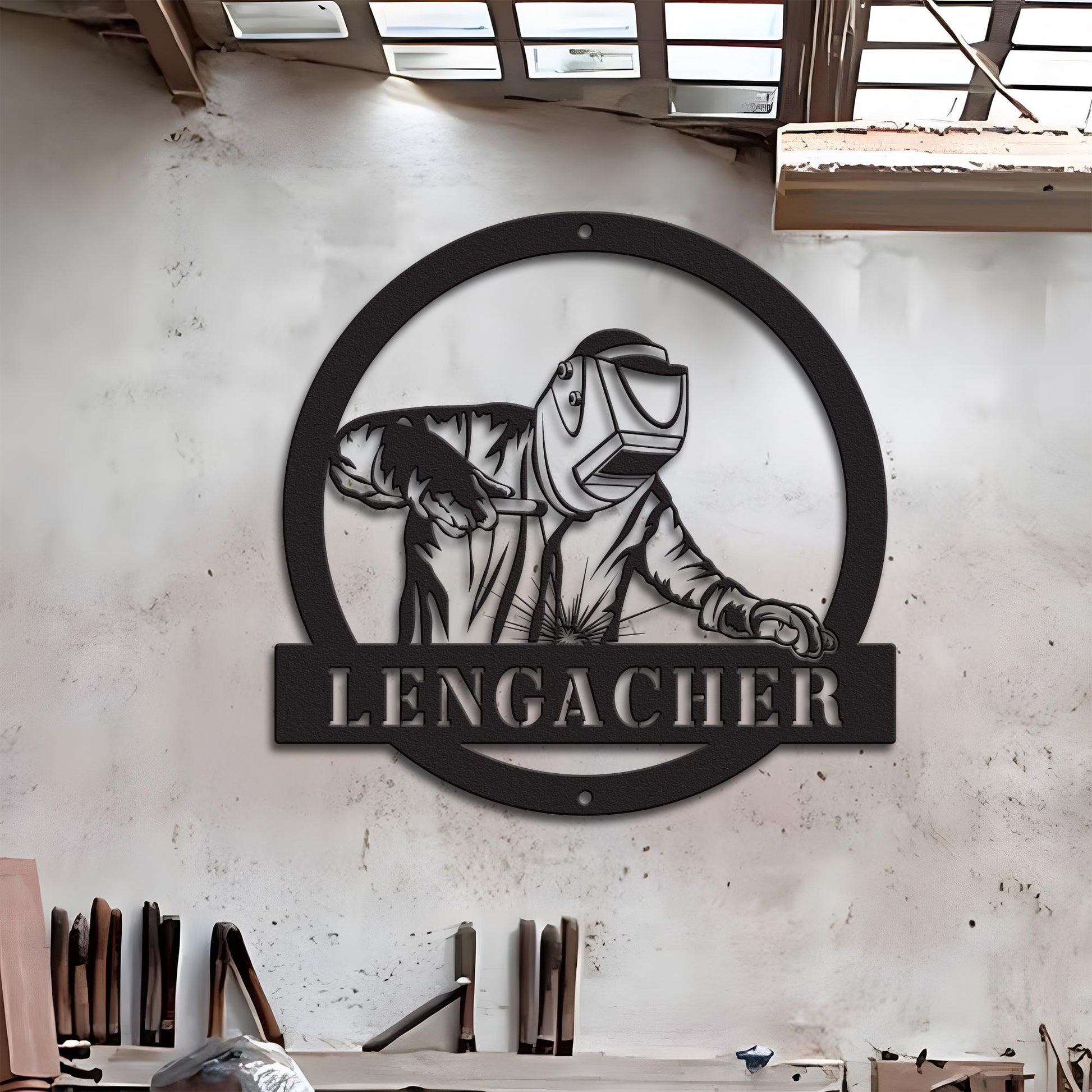 Construction Welder Metal Sign, Welding Name Sign,Gift for Welder, Personalize Sign, Work Shop Decor, Personalized Gift For Dad Father's Day