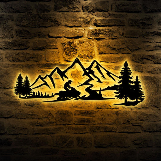 Custom Snowmobile LED Metal Sign, Personalized Ski-Doo Wall Art, Outdoor Decor for Snowmobile Enthusiasts, Gift for Him, Man Cave Decor