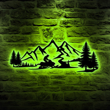 Custom Snowmobile LED Metal Sign, Personalized Ski-Doo Wall Art, Outdoor Decor for Snowmobile Enthusiasts, Gift for Him, Man Cave Decor