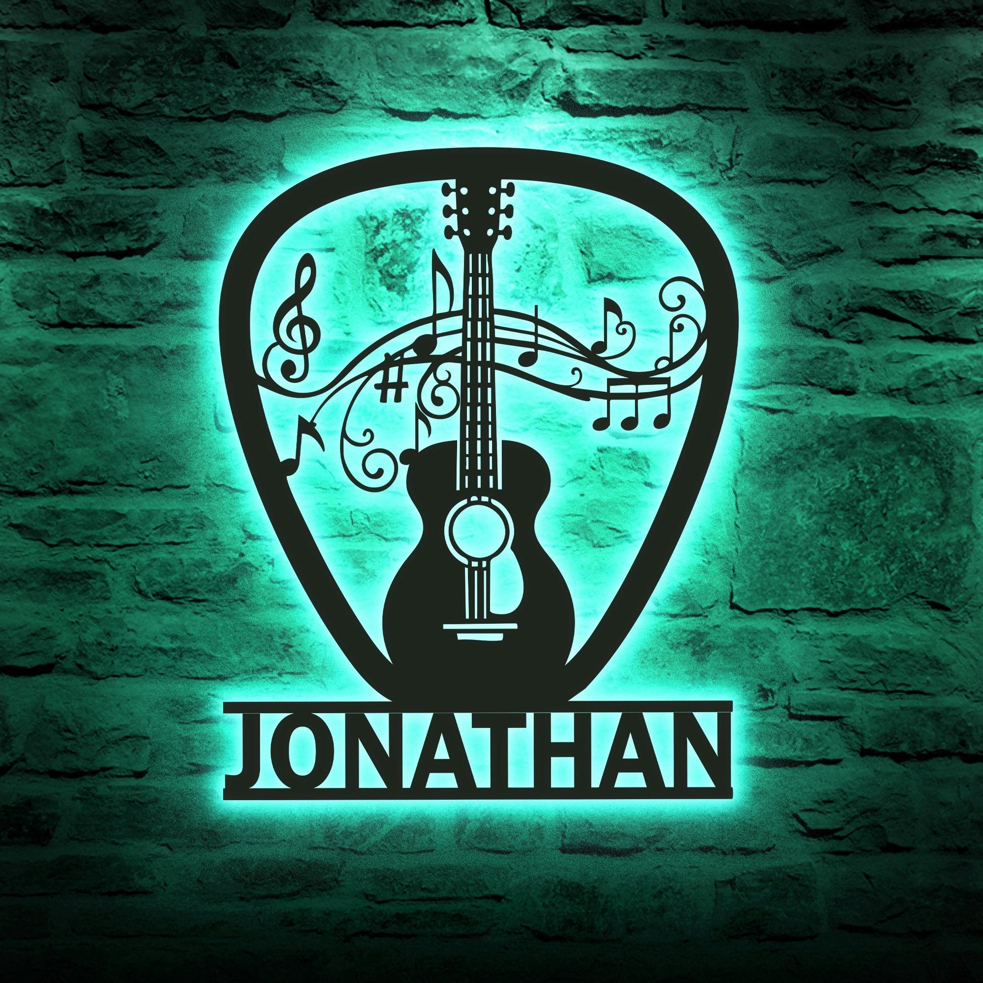 Custom Guitarist LED Metal Sign – Personalized Guitar Pick Wall Art, Music Room or Studio Decor, Great Xmas or Birthday Gift for Players